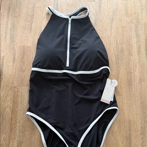 Calia Black Swimsuit with White Trim